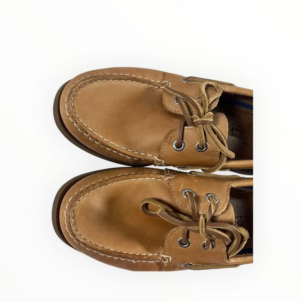 Sperry Authentic Original Boat Shoes Men's Tan Leather Lace Up Moc Toe Size 8